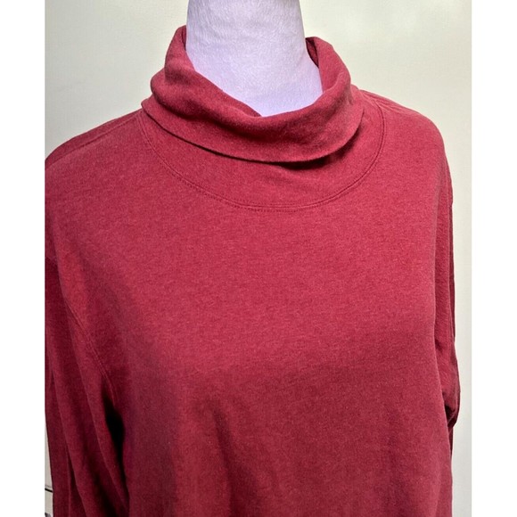 Duluth Trading Co Womens Plus Size 2XL Red Cotton Long Sleeve Turtleneck Top - Picture 1 of 6